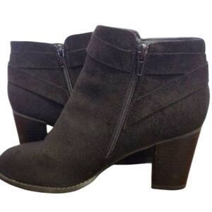 ZBY Ankle Boots With Block Heel Size 8.5 Black Suede